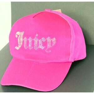 Juicy Couture Women's Hat Hot Pink Bling Rhinestone Letters Snapback Hat NWT